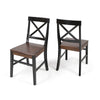 Ricks Dining Chair Set of 2, Acacia Wood, Dark Brown, Black
