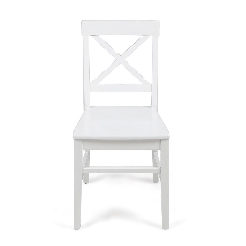Ricks Dining Chair Set of 2, Crossed X Back, White Wood