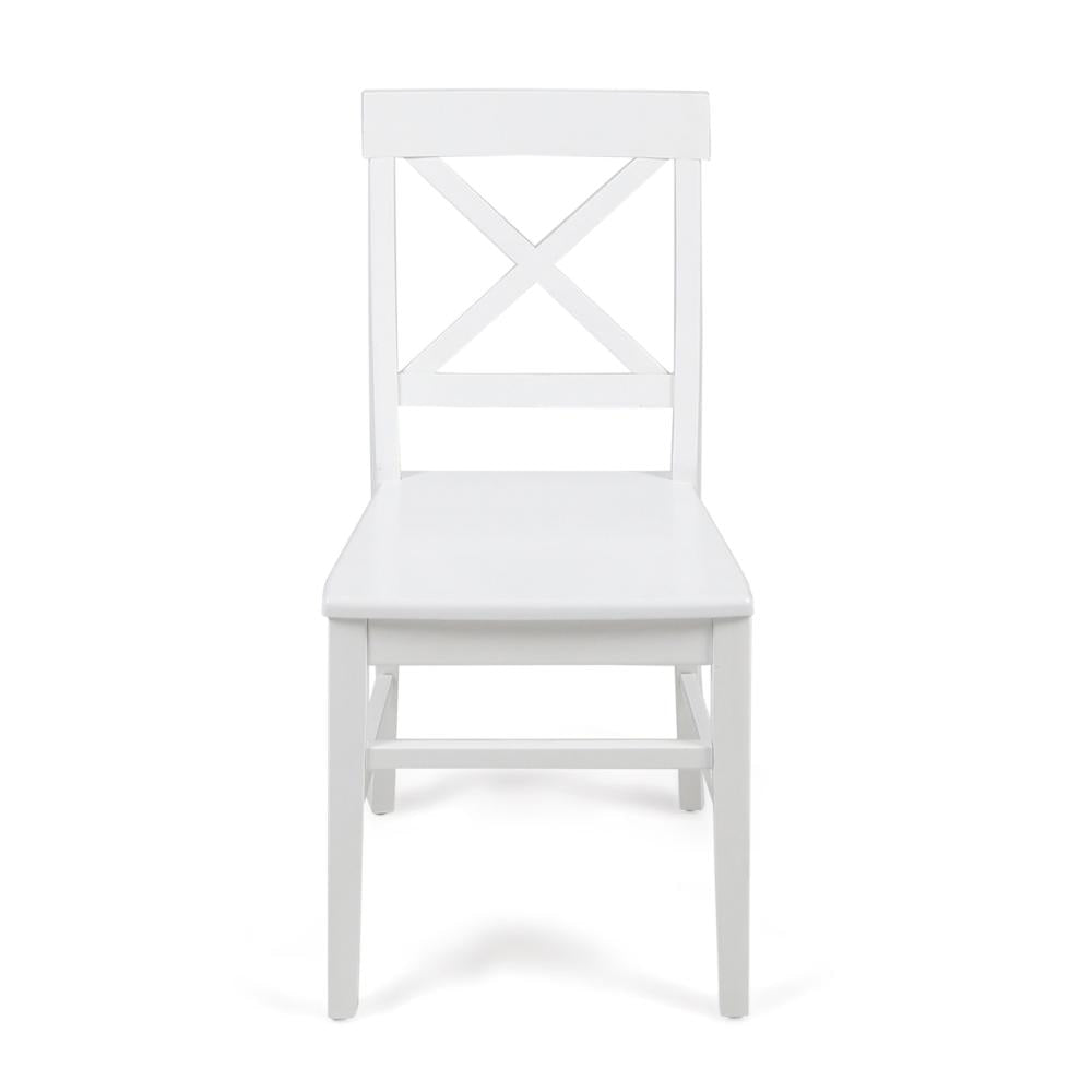 Ricks Dining Chair Set of 2 Crossed X Back Curved Back Legs White Wood