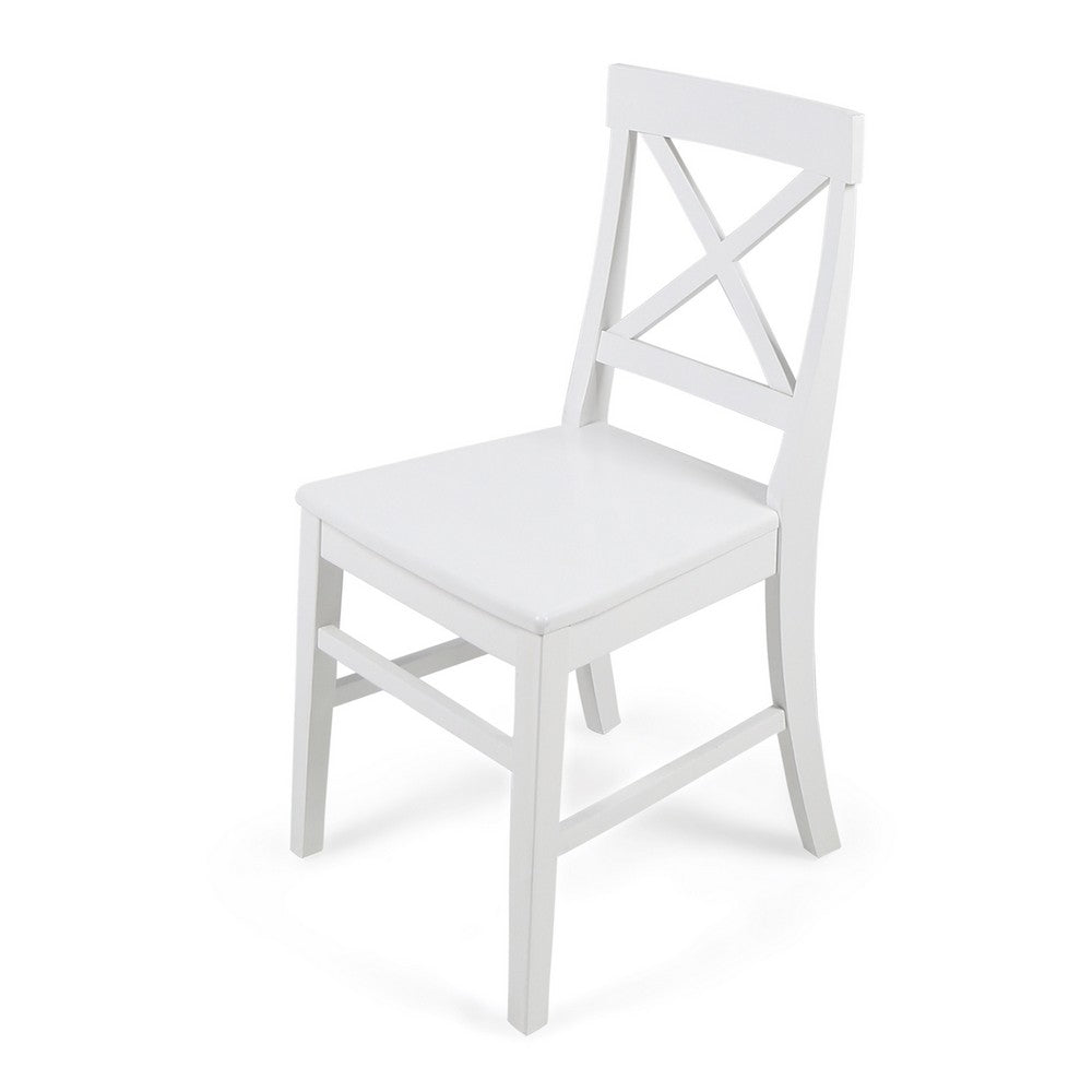Ricks Dining Chair Set of 2, Crossed X Back, White Wood