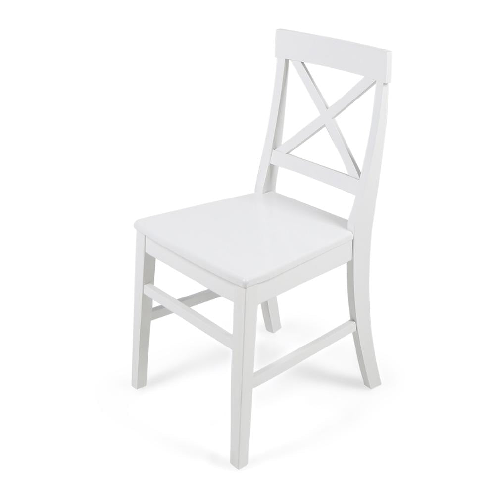 Ricks Dining Chair Set of 2 Crossed X Back Curved Back Legs White Wood