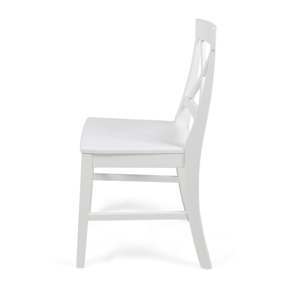 Ricks Dining Chair Set of 2, Crossed X Back, White Wood