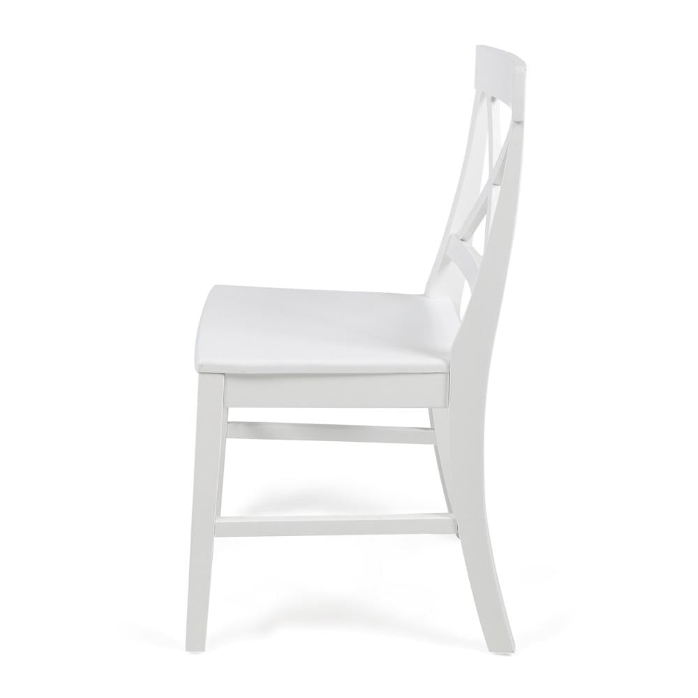 Ricks Dining Chair Set of 2 Crossed X Back Curved Back Legs White Wood