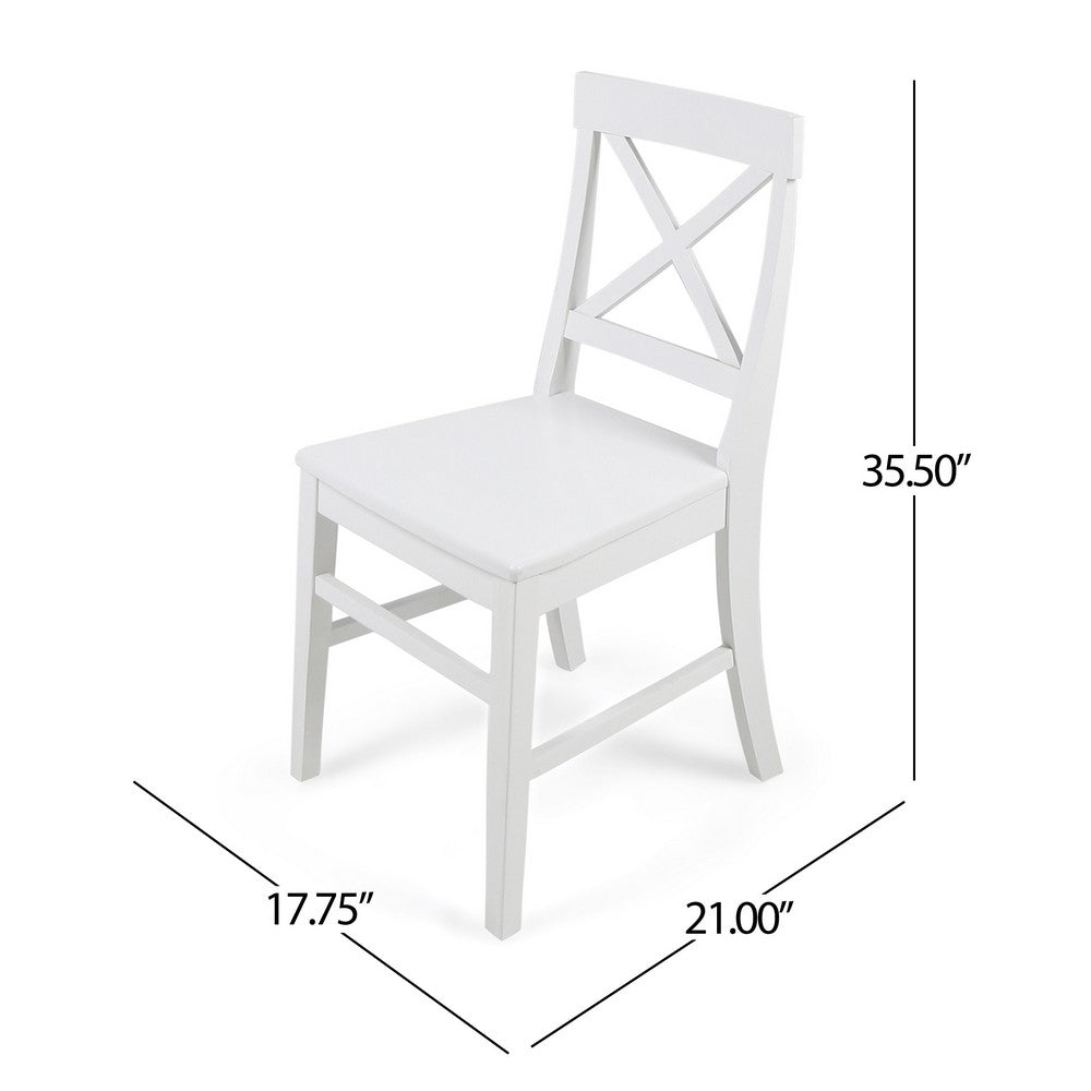 Ricks Dining Chair Set of 2, Crossed X Back, White Wood