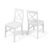 Ricks Dining Chair Set of 2, Crossed X Back, White Wood