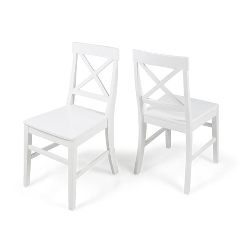 Ricks Dining Chair Set of 2, Crossed X Back, Curved Back Legs, White Wood