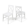 Ricks Dining Chair Set of 2, Crossed X Back, Curved Back Legs, White Wood
