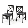 Ricks Dining Chair Set of 2, Crossed X Back, Black Wood