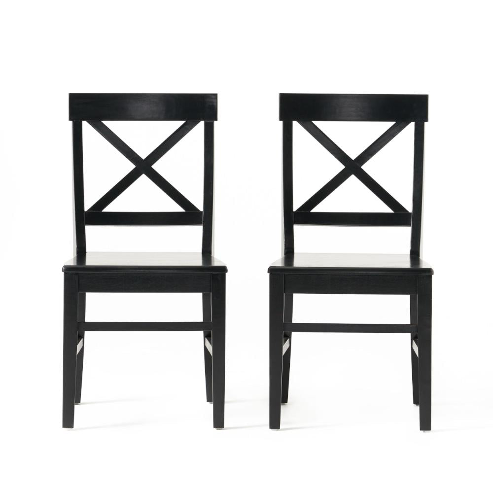 Ricks Dining Chair Set of 2 Crossed X Back Curved Back Legs Black Wood