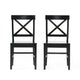 Ricks Dining Chair Set of 2 Crossed X Back Curved Back Legs Black Wood