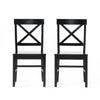 Ricks Dining Chair Set of 2, Crossed X Back, Black Wood