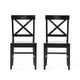 Ricks Dining Chair Set of 2, Crossed X Back, Black Wood