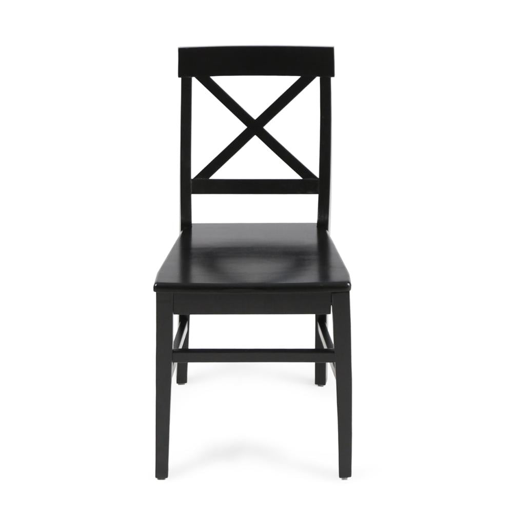 Ricks Dining Chair Set of 2 Crossed X Back Curved Back Legs Black Wood