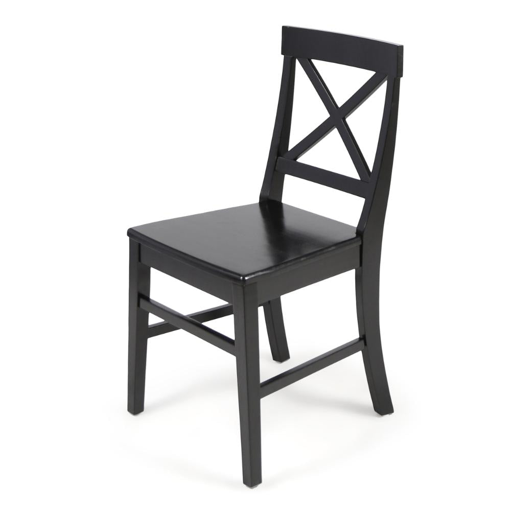 Ricks Dining Chair Set of 2 Crossed X Back Curved Back Legs Black Wood