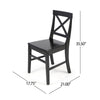 Ricks Dining Chair Set of 2, Crossed X Back, Black Wood