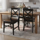 Ricks Dining Chair Set of 2, Crossed X Back, Black Wood