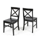 Ricks Dining Chair Set of 2, Crossed X Back, Black Wood