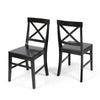 Ricks Dining Chair Set of 2, Crossed X Back, Curved Back Legs, Black Wood
