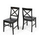 Ricks Dining Chair Set of 2, Crossed X Back, Curved Back Legs, Black Wood