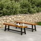 Leslee Outdoor Bench Set of 2, Light Brown Wood, Black Metal