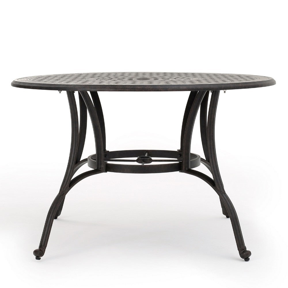 Simon Outdoor Dining Table, Round 47", Bronze Metal Frame