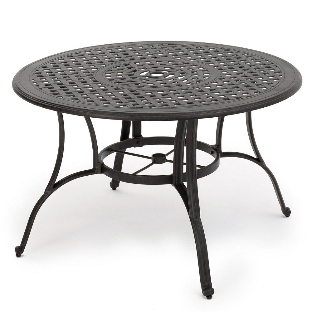 Simon Outdoor Dining Table, Round 47", Bronze Metal Frame