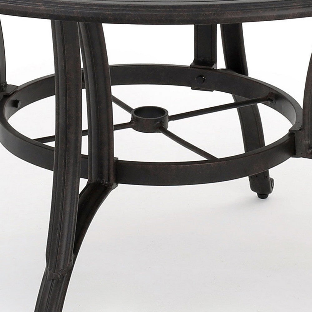 Simon Outdoor Dining Table, Round 47", Bronze Metal Frame