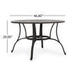 Simon Outdoor Dining Table, Round 47", Bronze Metal Frame