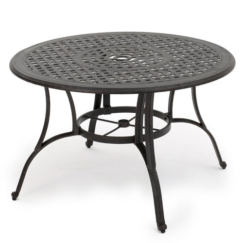 Simon Outdoor Dining Table, Round 47 Inch, Bronze Finished Cast Metal Frame