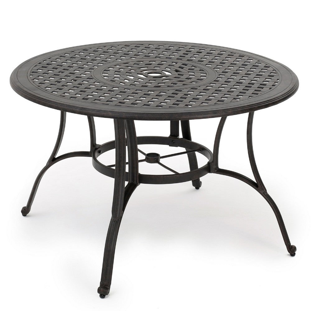 Simon Outdoor Dining Table, Round 47", Bronze Metal Frame