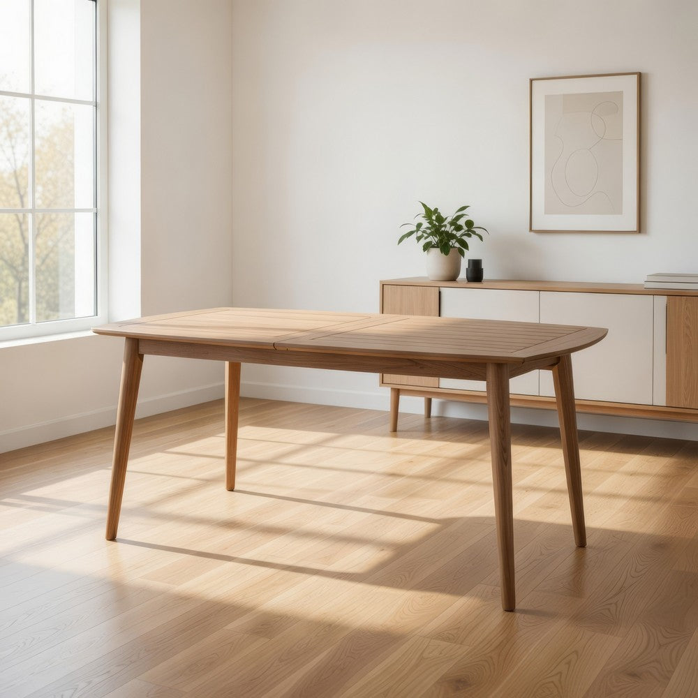 Sumona Outdoor Dining Table, 71-95" Extendable, Brown Wood