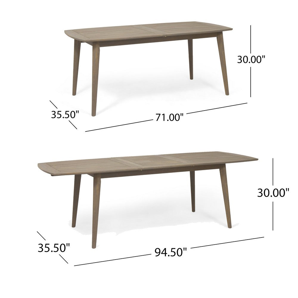Sumona Outdoor Dining Table, 71-95" Extendable, Brown Wood