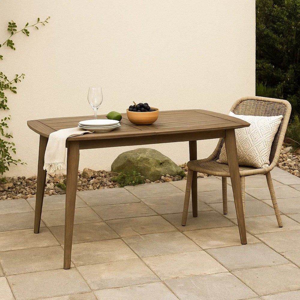 Sumona Outdoor Dining Table, Extendable, Brown Acacia Wood, 71-95 Inch