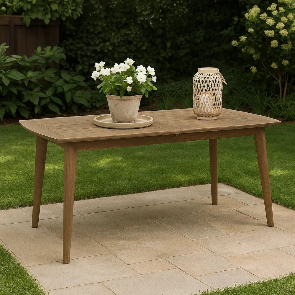 Sumona Outdoor Dining Table, 71-95" Extendable, Brown Wood