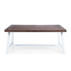 Nikay Outdoor Dining Table, Brown Acacia Wood, White, 71"