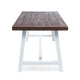Nikay Outdoor Dining Table, Dark Brown Acacia Wood, White Iron, 71 Inch