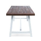 Nikay Outdoor Dining Table Dark Brown Acacia Wood White Iron 71 Inch BM323438