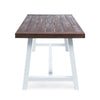 Nikay Outdoor Dining Table, Brown Acacia Wood, White, 71"
