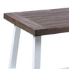 Nikay Outdoor Dining Table, Dark Brown Acacia Wood, White Iron, 71 Inch