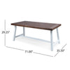 Nikay Outdoor Dining Table, Brown Acacia Wood, White, 71"