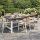 Nikay Outdoor Dining Table, Brown Acacia Wood, White, 71"
