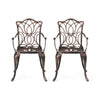 Tili Dining Chair Outdoor Metal Floral Bistro Design Black Copper Finish BM323441