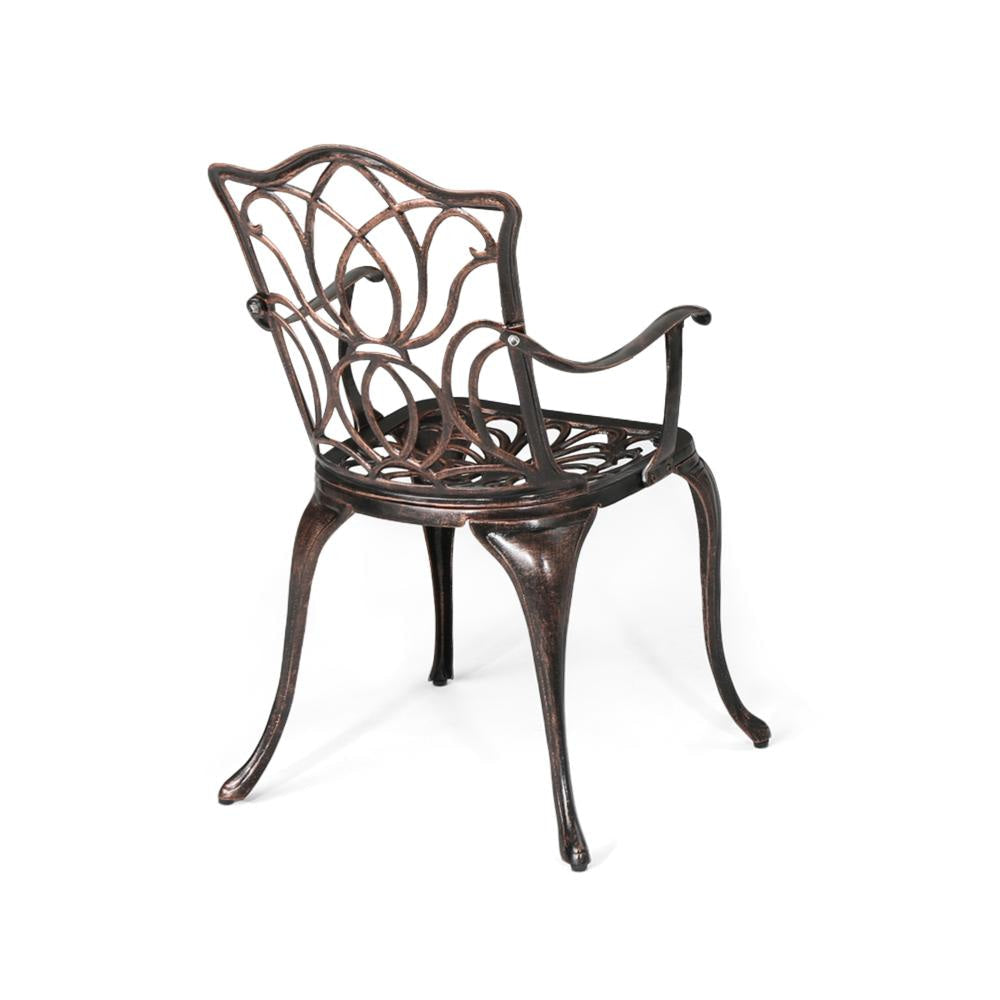 Tili Dining Chair Outdoor Metal Floral Bistro Design Black Copper Finish BM323441