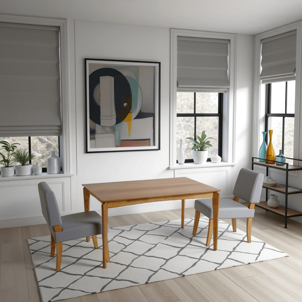 Jimi Dining Table, Brown Rubberwood, Tapered Legs, Rectangular 59 Inch