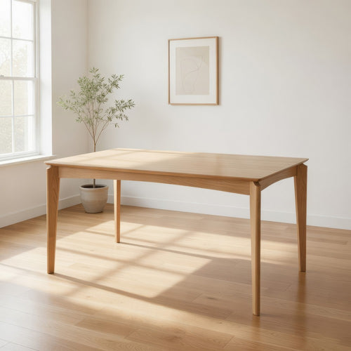 Jimi Dining Table, Brown Rubberwood, Tapered Legs, Rectangular 59 Inch
