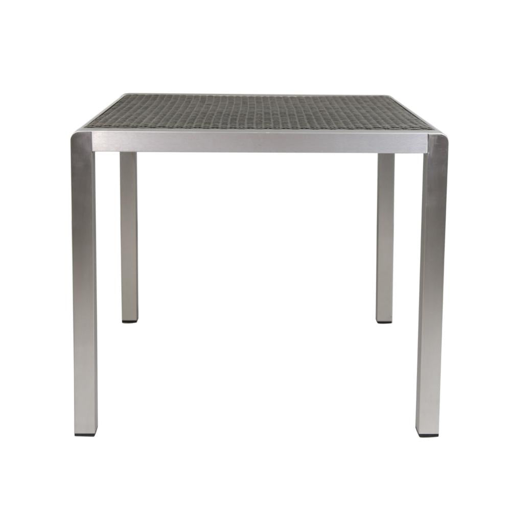 Kimi Dining Table Outdoor Square 35 Inch Dark Gray Wicker Top Aluminum BM323444