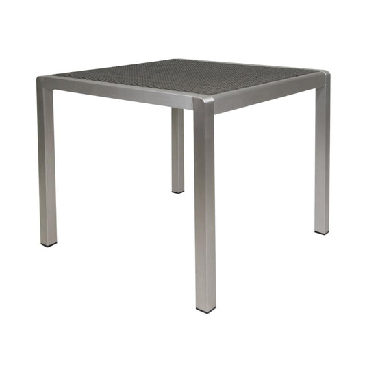 Kimi Dining Table, Outdoor Square 35 Inch Dark Gray Wicker Top, Aluminum