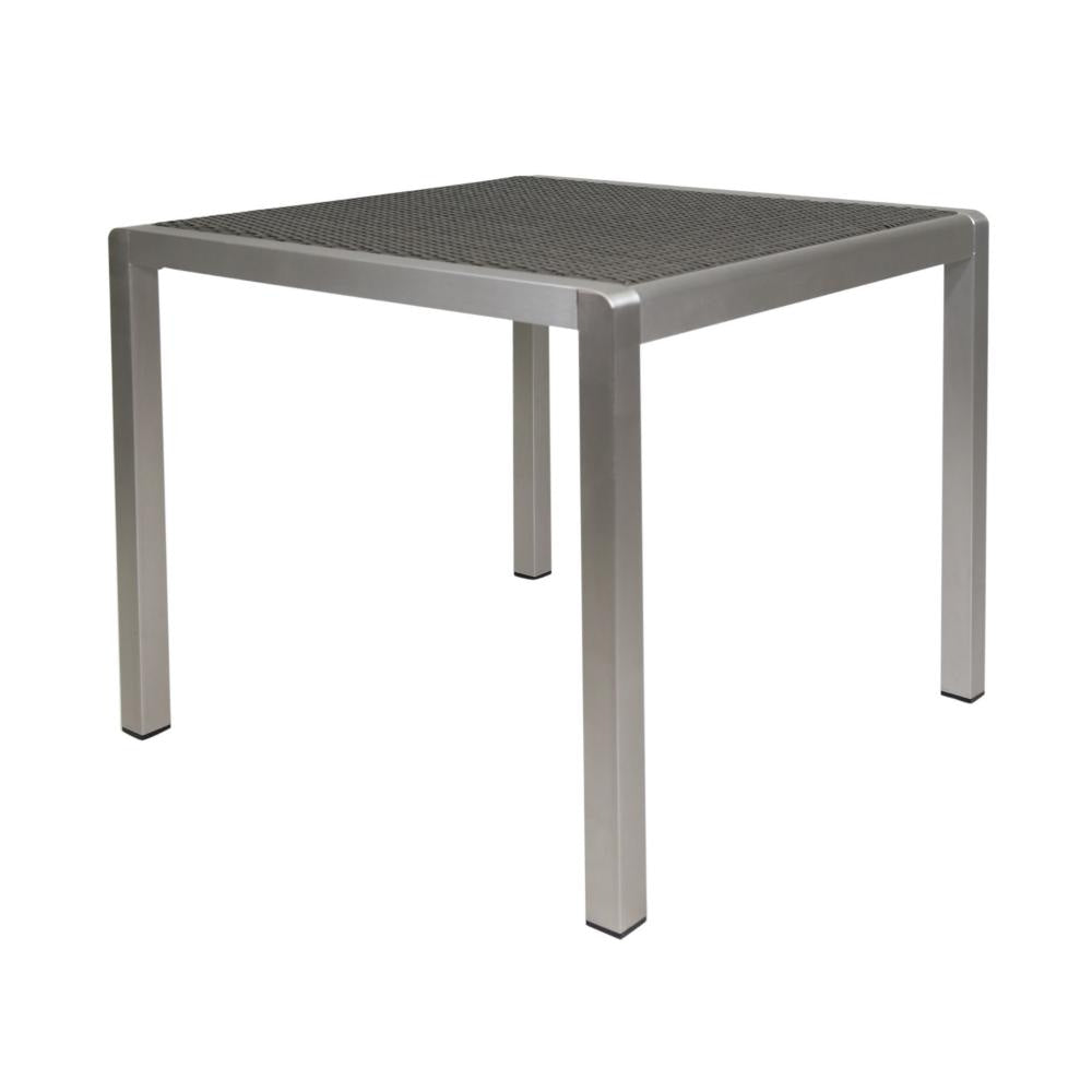 Kimi Dining Table, Outdoor Square 35 Inch Dark Gray Wicker Top, Aluminum