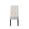 Alina Dining Chair Set of 2, Ivory Bonded Leather, Black