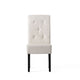 Alina Dining Chair Set of 2, Ivory Bonded Leather, Black